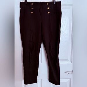 Zara Black Stretchy Pants with Gold Buttons